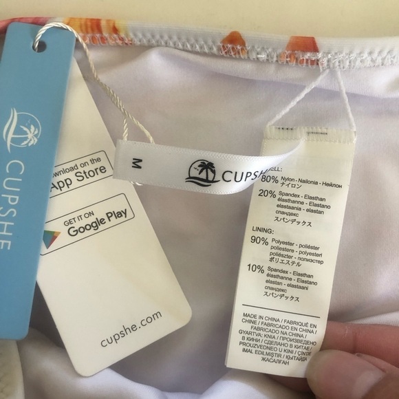 CUPSHE Woman’s Texturized Solid Strappy Top Floral Bottoms Bikini Set Size M - Picture 9 of 12